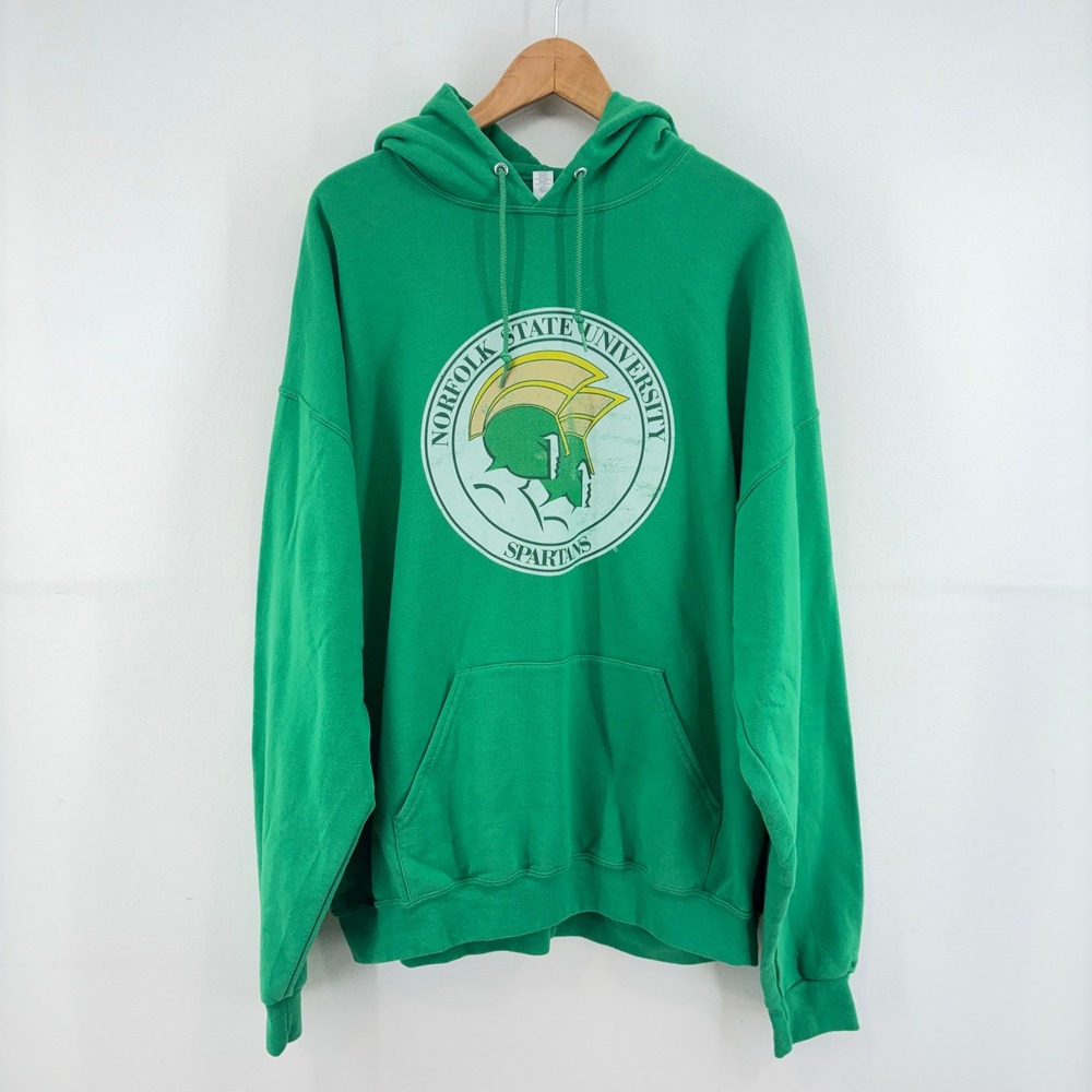 Y2K Norfolk State University Spartans Hoodie Green Mens 2XL Graphic Sweatshirt